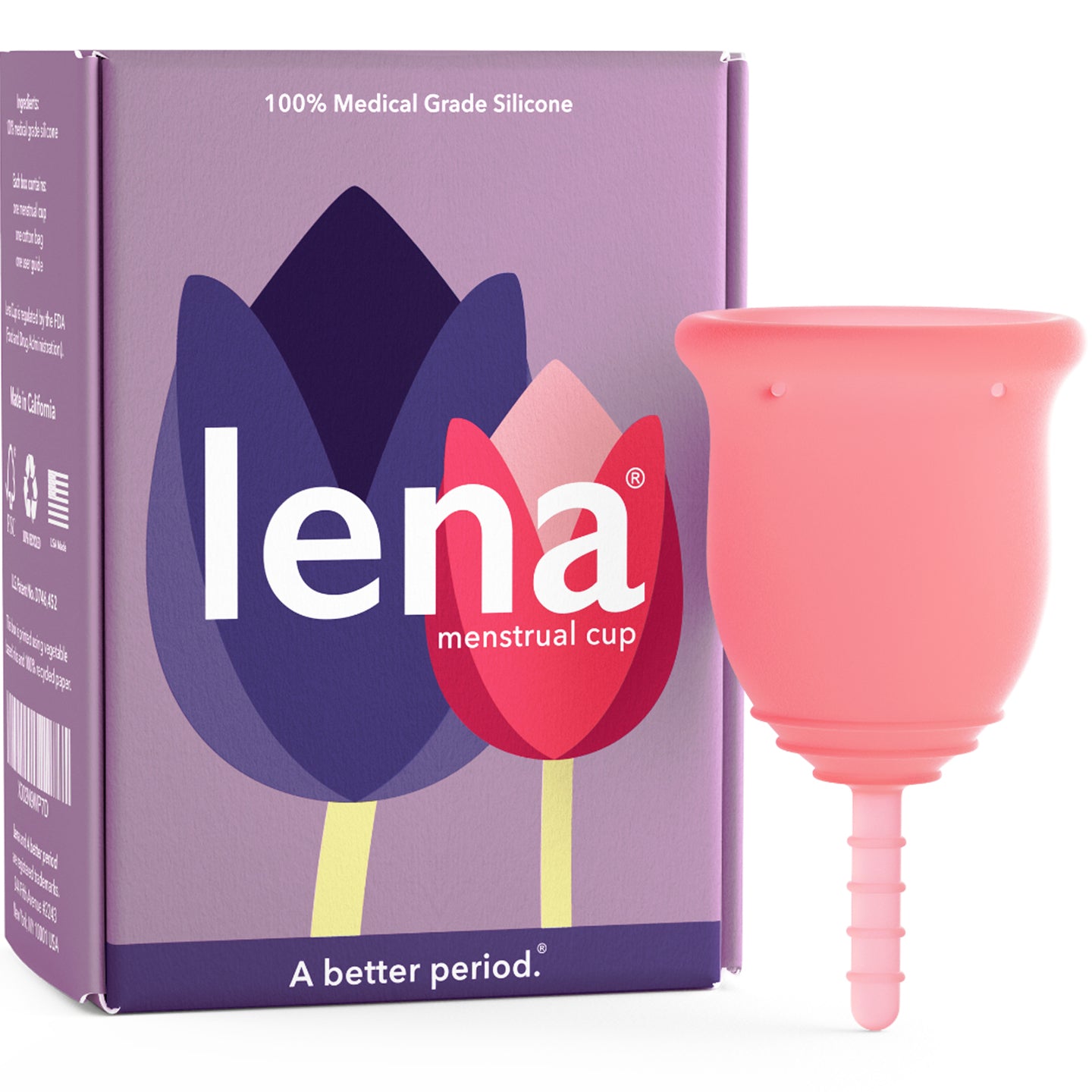 Lena Menstrual Cup in Pink, Small with box