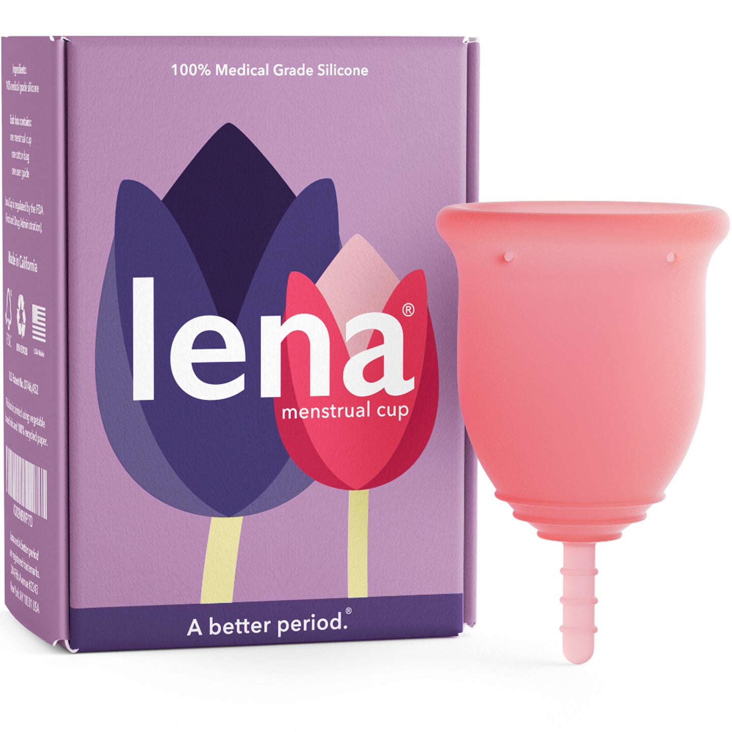 Lena Menstrual Cup in Pink, Large with box